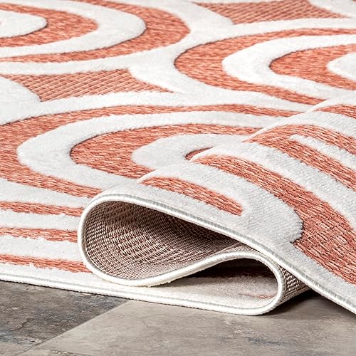 Miniatura 6 de nuLOOM Sallee - Alfombra geométrica para interiores y exteriores, 4 x 6, ladrillo