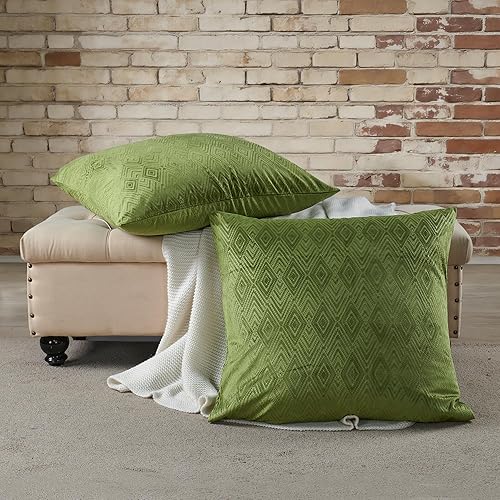 Miniatura 18 de Home Soft Things Ikat - Fundas de almohada de terciopelo de 4 piezas, 20 x 20 pulgadas, color azul, fundas de almohada cuadradas decorativas