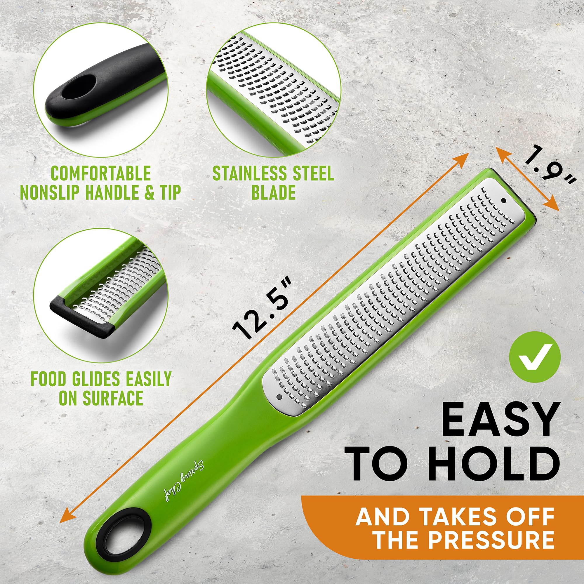 Spring Chef Stainless Steel XL Box Grater & Premium Lemon Zester - 2 Product Bundle - Green - Image 8