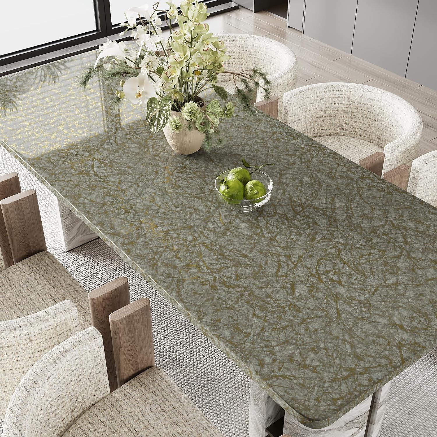 VEELIKE Glossy Green Gold Marble Contact Paper for Countertops Waterproof Peel and Stick Countertop Wallpaper 15.7''x354'' Self Adhesive Thick Vinyl Countertop Wrap for Kitchen Bathroom Desk Table Top