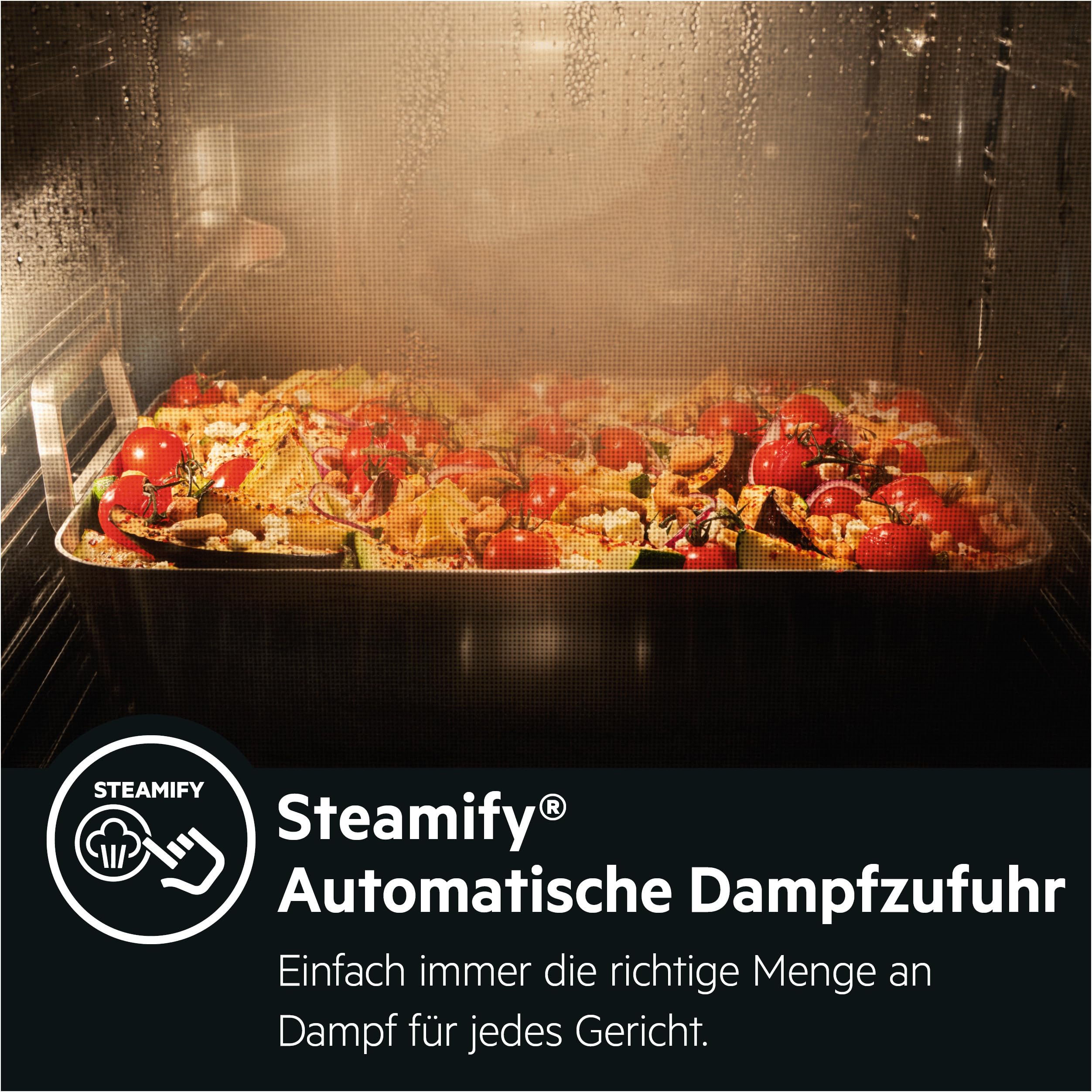 AEG BSE78228BM Dampf-Backofen/Serie 8000 Dampfgaren: 100% Dampf mit automatischem Assistenten/TFT-Full-Touch-Farbdisplay/Dampfreinigung/Kerntemperatursensor/Made in Germany/Schwarz