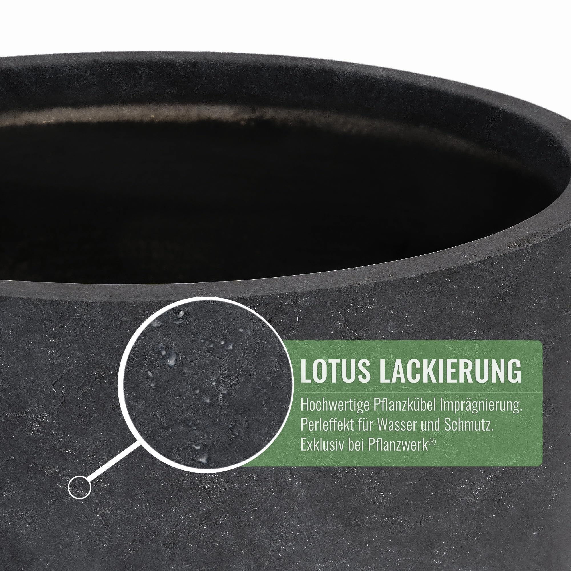 Pflanzwerk® Pot de Fleur Fibre de Verre Cup Ø51cm Lave Anthracite Jardinière antigel* *Protection UV* *Qualité européenne*