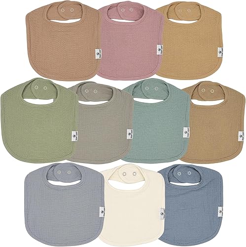 Miniatura 33 de DiaperSquad's Baby Bibs for Drooling and Teething, Bibs for Boys, Baby Girl - Solid Cotton Baby Drool Bibs Neutral