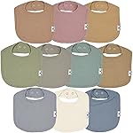 DiaperSquad\'s 10-Pack Baby Bibs for Drooling and Teething, Bibs for Boys, Baby Girl - Solid Cotton Baby Drool Bibs (Muted Traditional -100% Muslin)