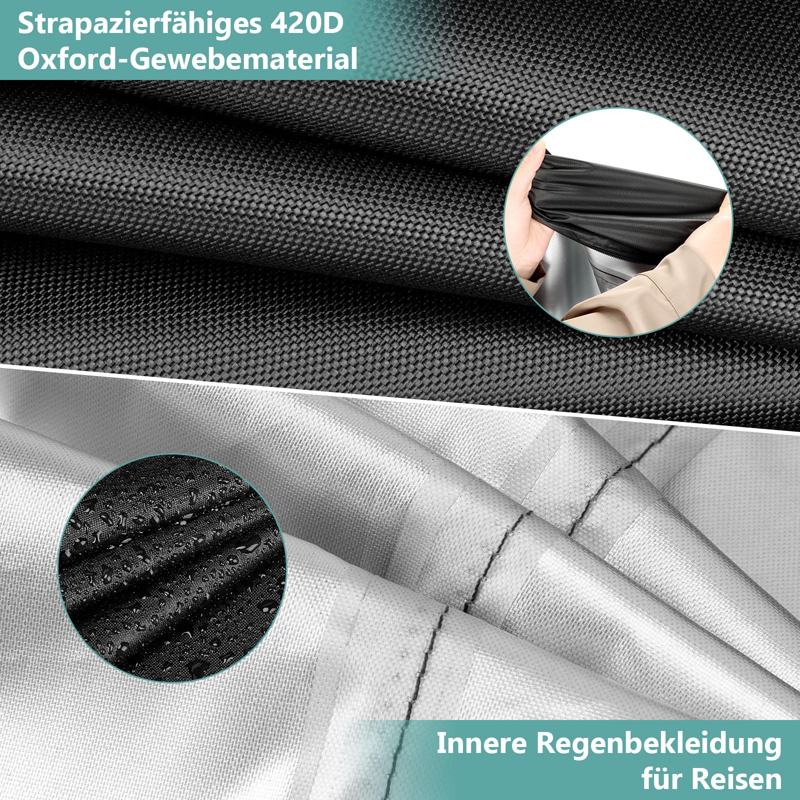 Aufbewahrungstasche Gartenauflagen, Wasserdicht 420D Auflagentasche für Gartenpolster Polsterauflagen mit Reißverschluss und Griffen, Große Aufbewahrung Tasche-Schwarz(120x30x80cm)