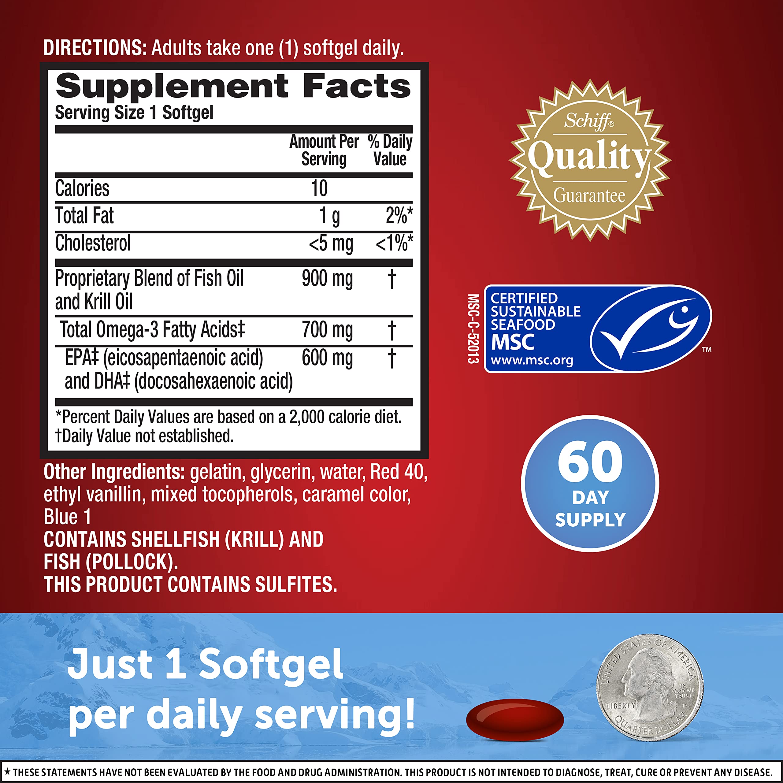 Omega3 Fish & Krill Oil Supplement 900mg, MegaRed Advanced 4in1