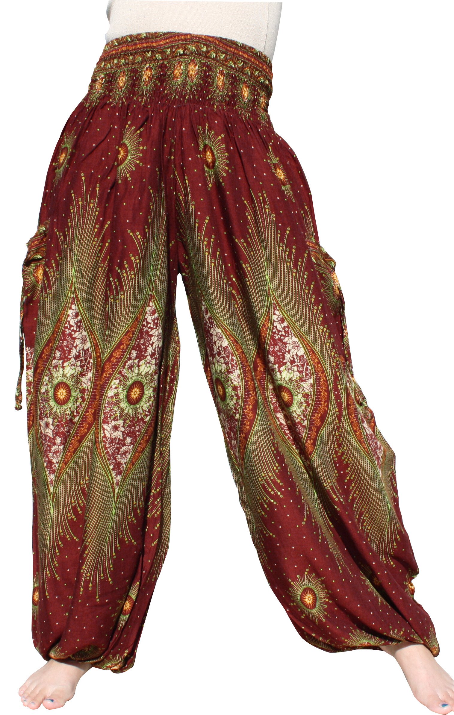 Full Funk Alibaba Baggy Arabian Pants with Smock Waist and Two Pockets in Rayon