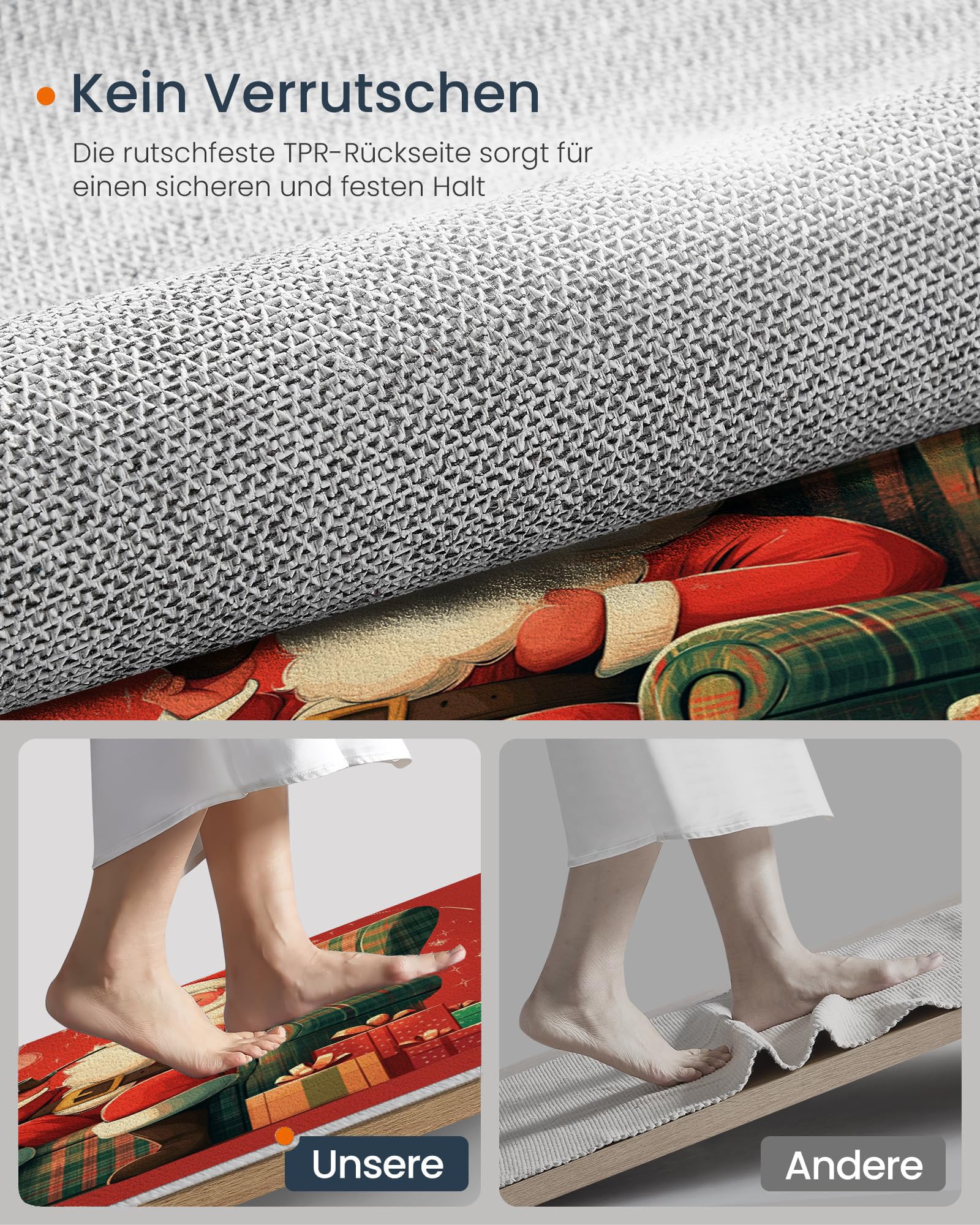 Tapis De Noël Rond, Motif Père Noël Rétro Affiche De Noël Tapis De Salon Rouge Foncé Doux Paillasson Antidérapant pour Salle À Manger Canapé Chambre d'enfant Fête, Diamètre 120 Cm