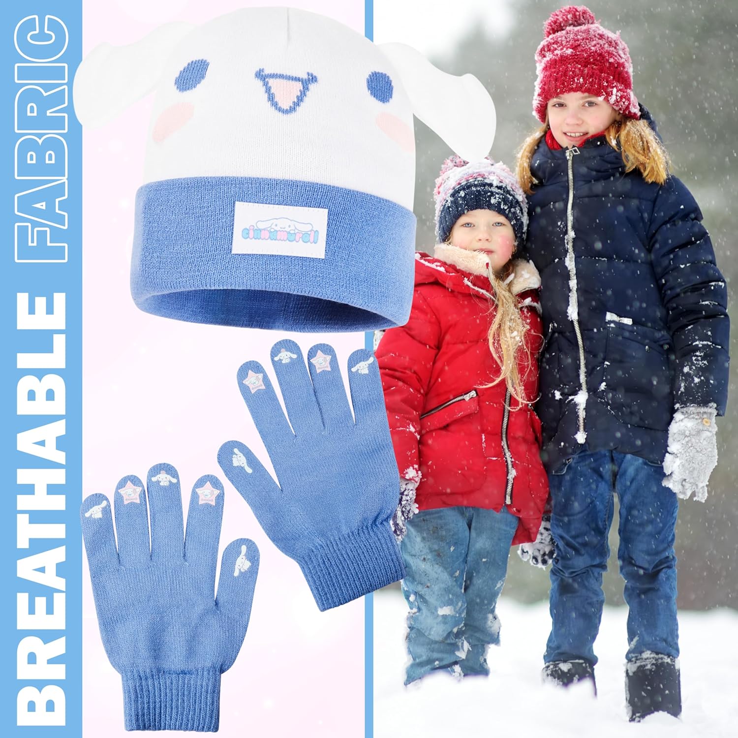 Hello Kitty Sanrio 2pcs Beanie, Gloves or 3pcs Hat, Gloves, Scarf Knit Set for Girls, Winter Gear, Kawaii Gifts for Girls - Image 5