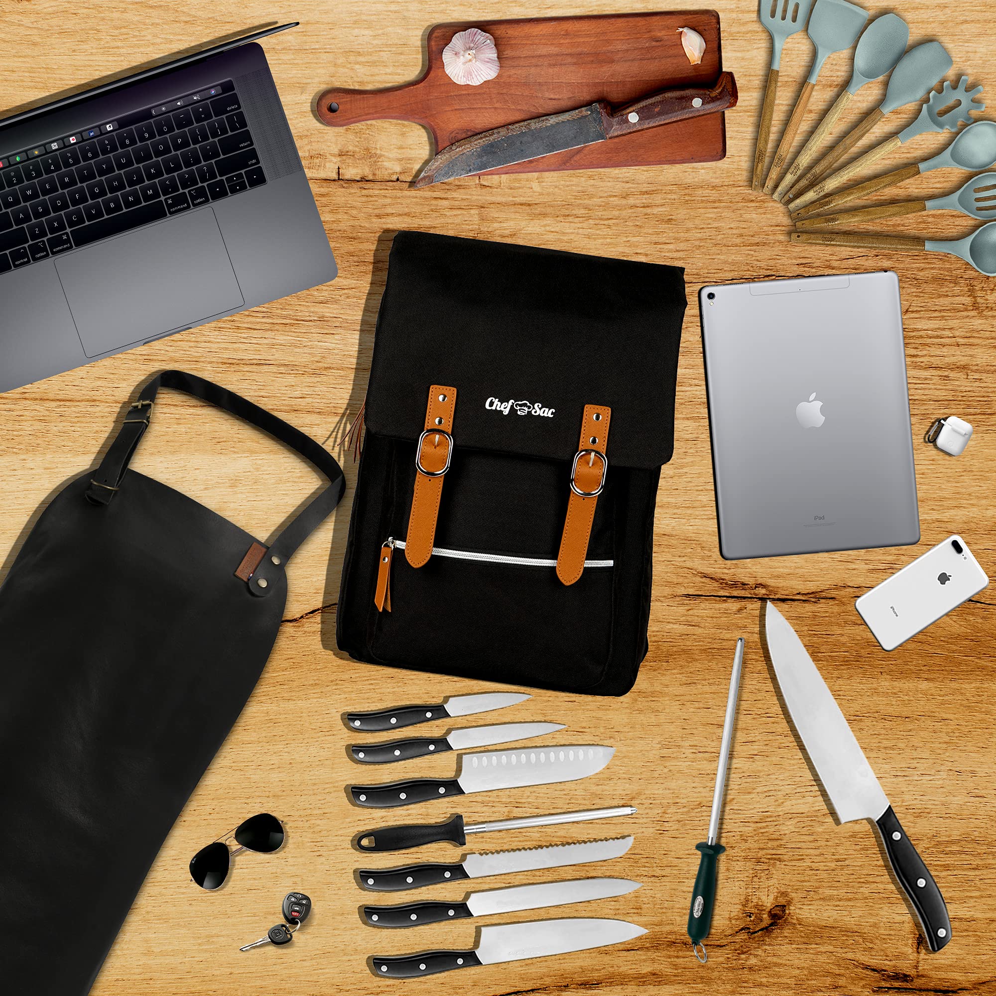 Chef Knife Bag Vintage Backpack 30+ Pockets for Knives and Chef Tools