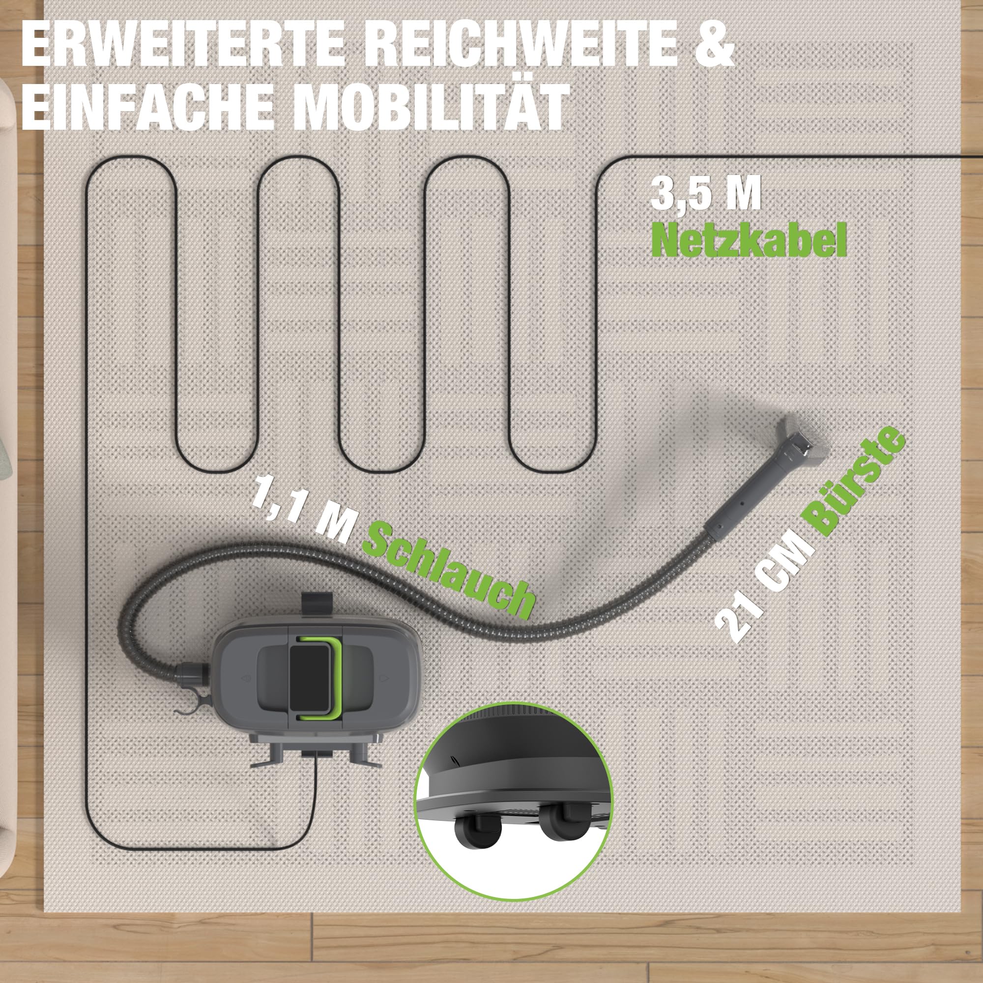 WORKPRO Teppichreiniger Waschsauger mit Dampffunktion | 16 kPa Steam Polsterreiniger Gerät, 4 Reinigungsmodi, Vielseitige Aufsätze, Spot Cleaner für Tierflecken, Sofa, Teppich