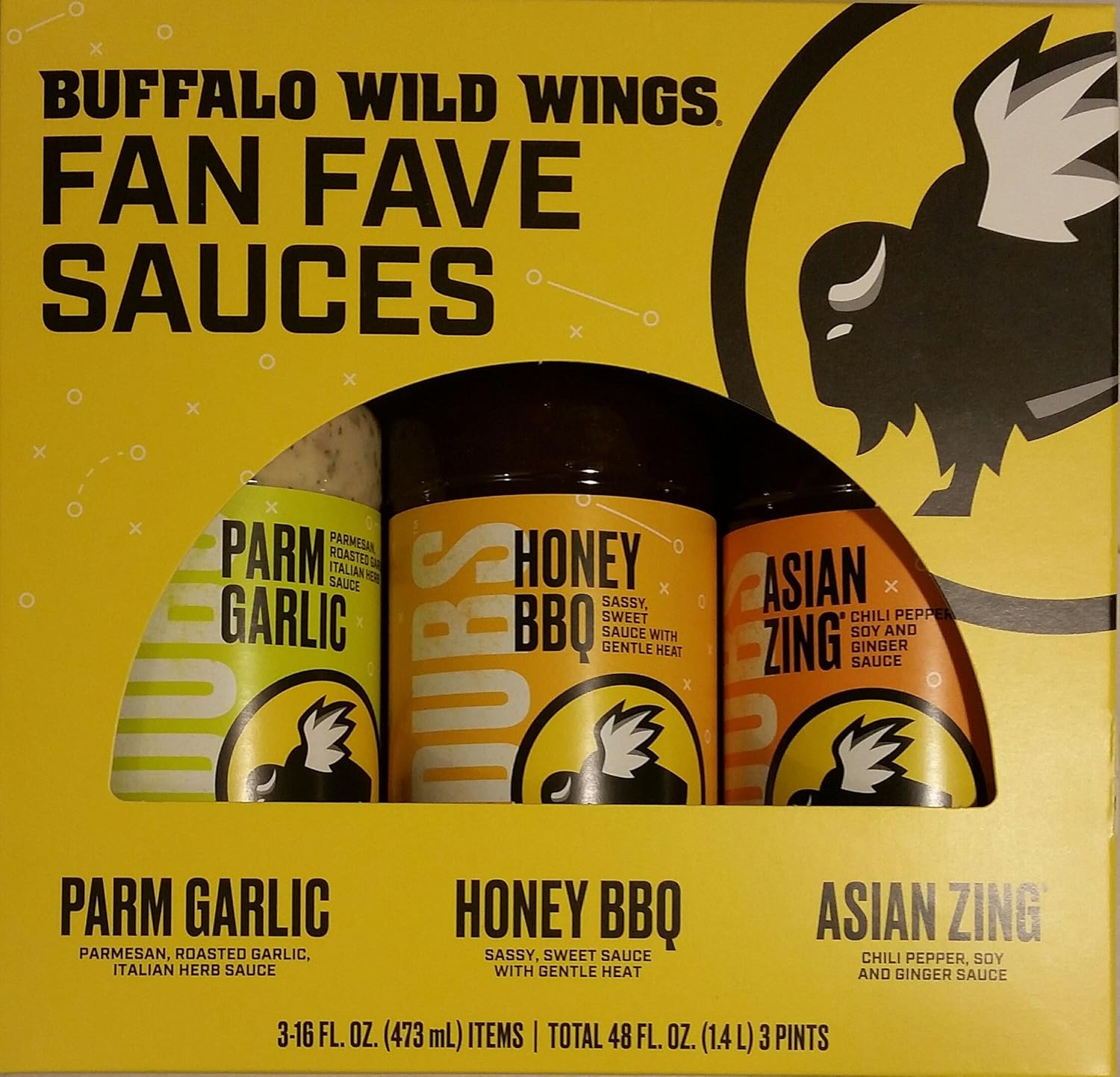 Three Buffalo Wild Wings Sauces Fan Favorites Parm Garlic (473 mL