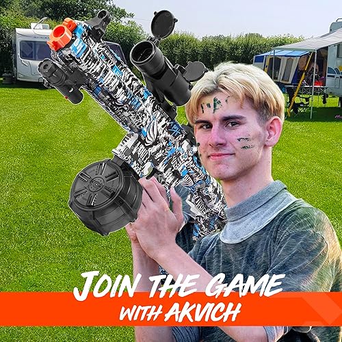 Miniatura 5 de Lanzador de bolas de gel grande con tambor, M416 manual y automático de doble modo con 40,000 cuentas de agua, para actividades al aire libre, juego