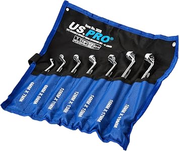 US PRO Tools 7pc Double Hex 35 Deg Offset Swan Neck Spanner Set 6-19mm 2984