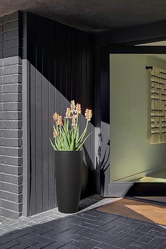 Miniatura 4 de Veradek Mason Series Vega Planter - Maceta redonda alta para interiores o exteriores, porchepatio  Hecha de compuesto de plástico y piedra con