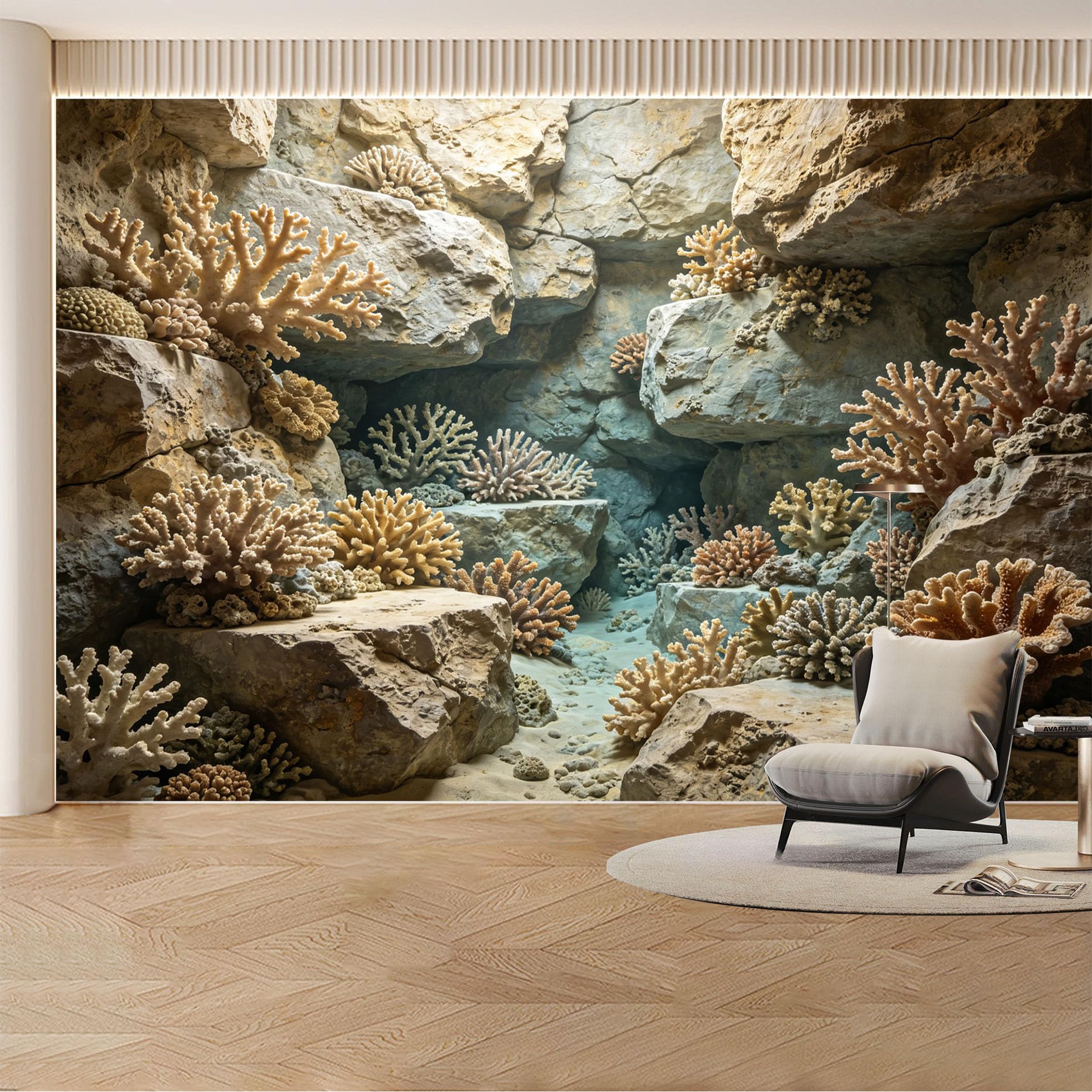 Custom Wall Mural Wallpaper Coral Reef Ocean Landscape Nature 3D Effect Wall Decor Tropical Coastal Style Removable SelfAdhesive Large Photo for Living Room， Bedroom， Office