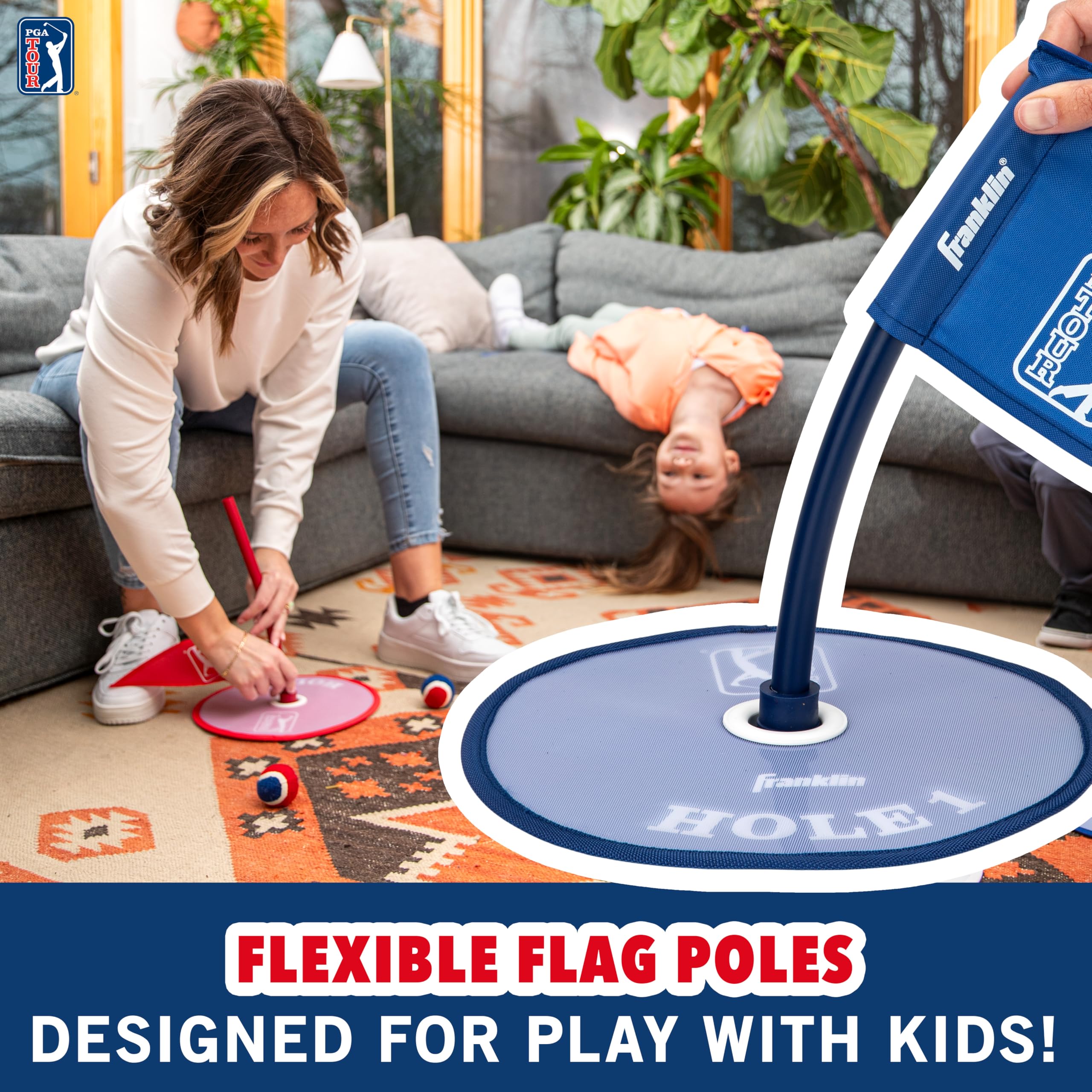 Franklin Sports Kids Indoor Mini Golf Set - PGA Tour Putt N' Stick Mini Golf Set for Boys + Girls - Toy Indoor Mini Golf Game for Kids - Perfect Youth Golf Set for Ages 3+ - Putter, Balls + Holes Set - Image 8