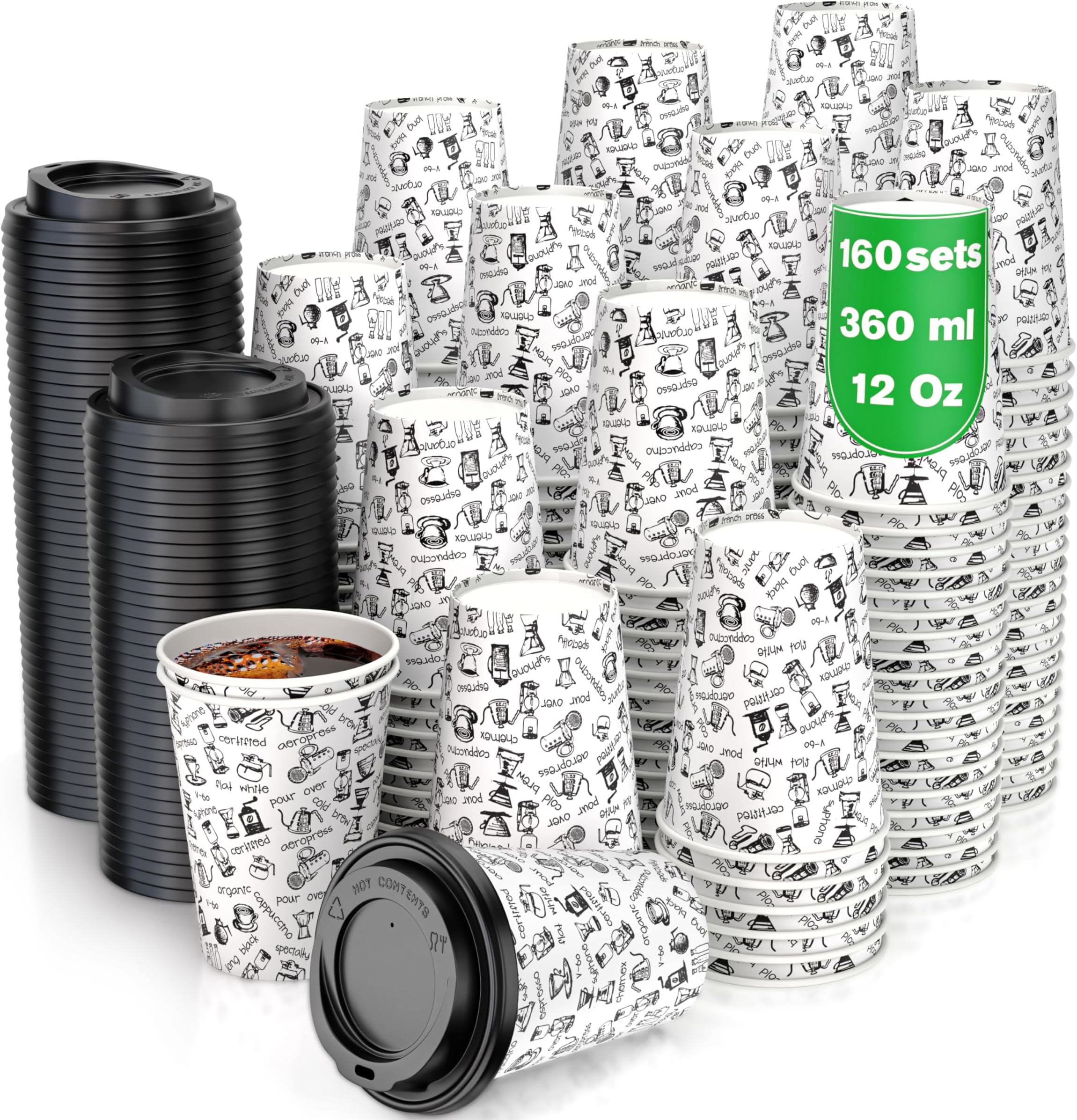 160 cups with lids