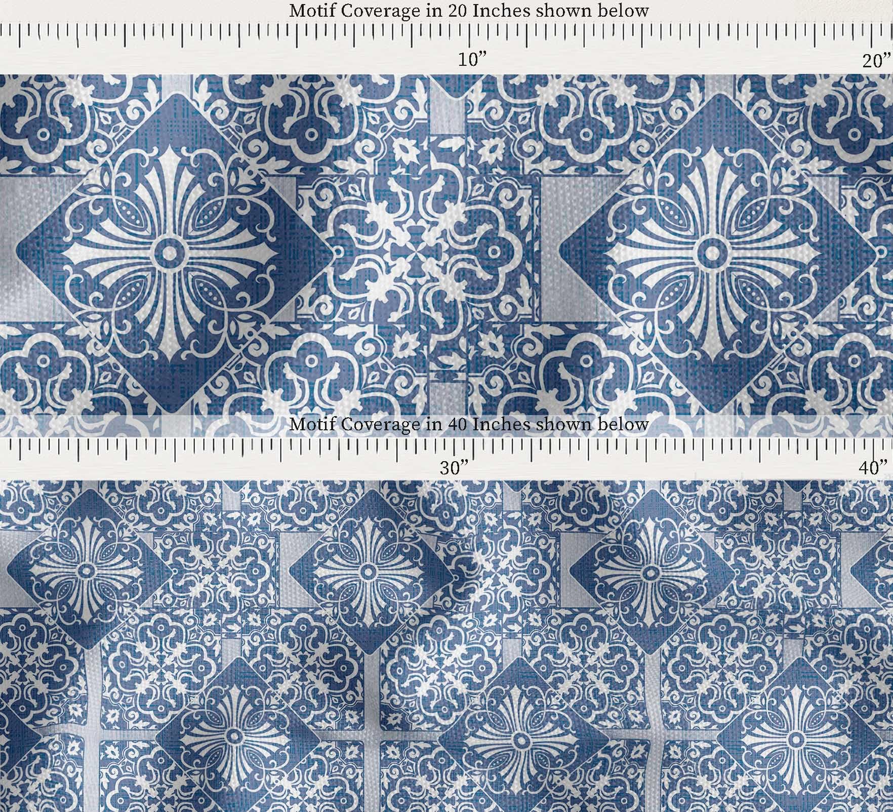 Soimoi Tela de lona de algodón - Patchwork estampado, azul | 142 cm de ancho | Ideal para costura, tapicería, bolsos, decoración del hogar y más