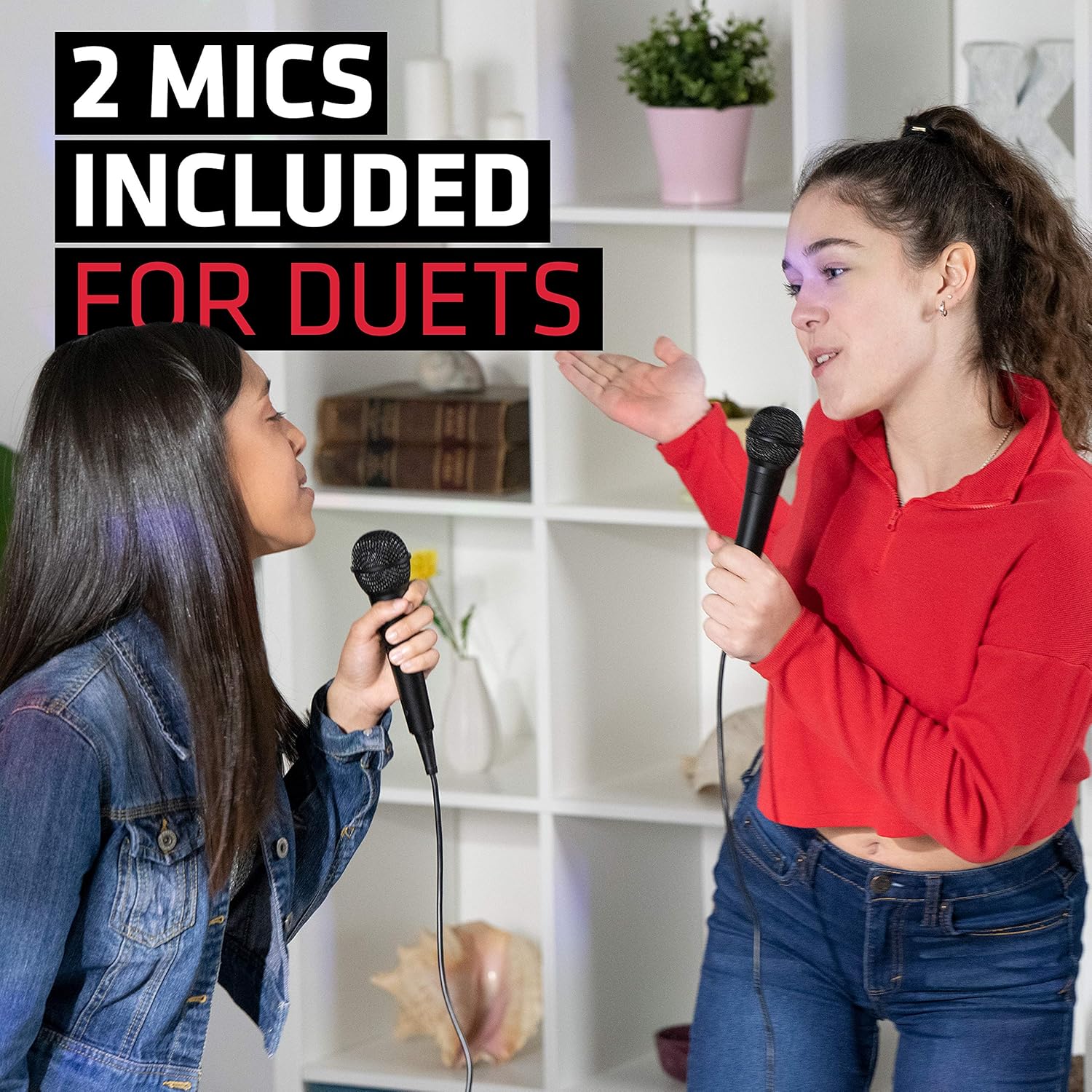 Portable Bluetooth Karaoke Machine with Light Show and Dual Mics