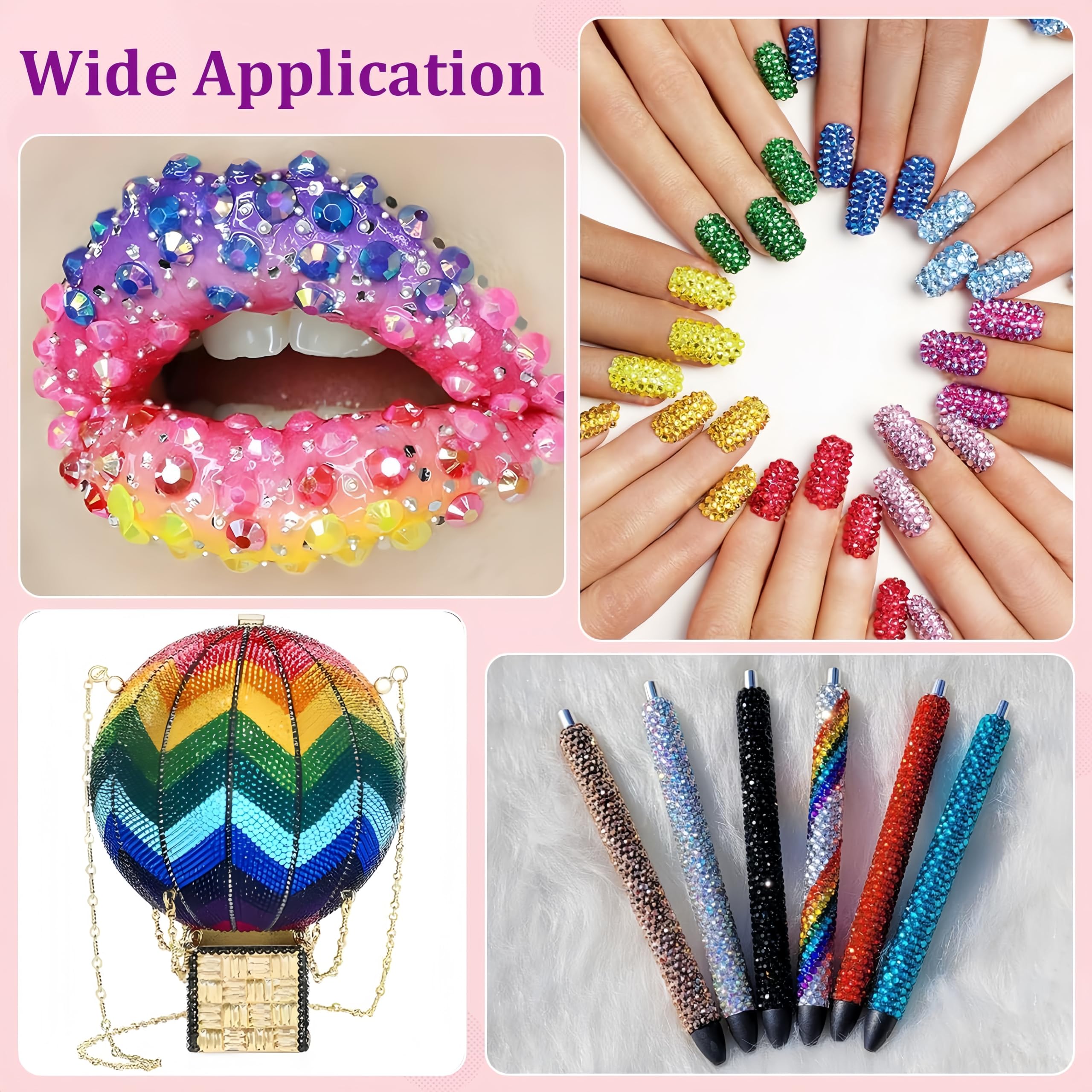 40 kolorów Zestaw Bedazzling 3mm, 32000 płaskich kryształów jelly z żywicy, zestaw DIY z pisakiem, pincetą i 3 tubki kleju do paznokci, butów, ubrań i etui telefonu (1)