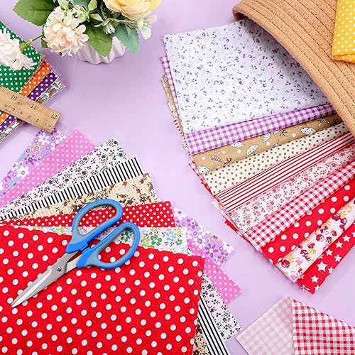 Miniatura 10 de 100 piezas de tela de algodón, tela de retazos, cuadrados, restos de tela de algodón, acolchado de animales de flores grasas, dibujos animados,