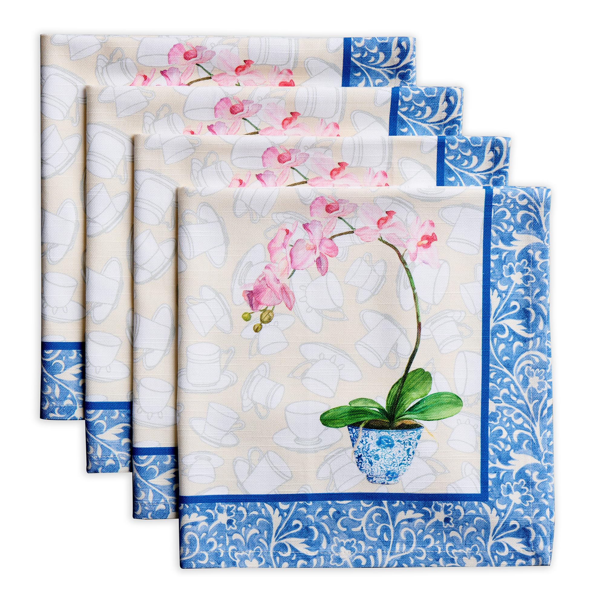 Maison d' Hermine Cloth Napkins Set of 4 100% Cotton Everyday Reusable Square Napkins Cloth Washable Kitchen Dinner Hotel Party Wedding Restaurant Spring Summer (Canton, 45 cm x 45 cm)