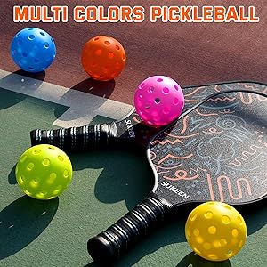 Sukeen Outdoor Pickleball Balls with Mesh Bag, 40 Holes Pickleball Balls Outdoor, High Bounce Pickle Balls for All Style Pickleball Paddles
