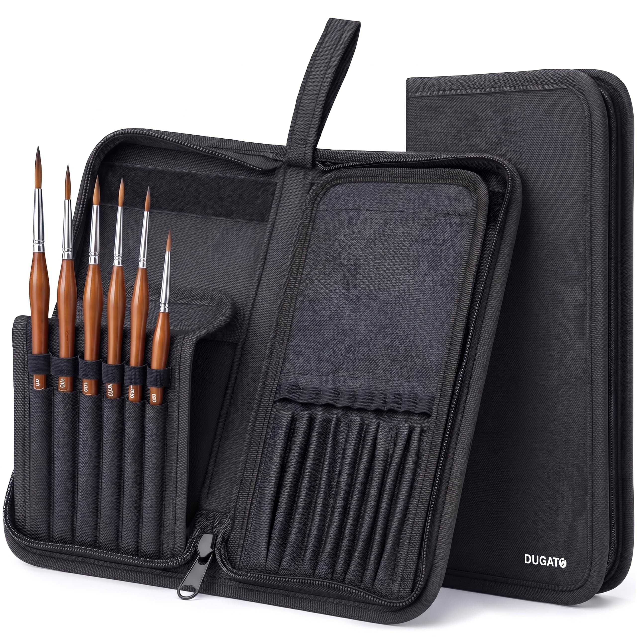DUGATO Short Brush Holder &amp; Organizer, Canvas Case 5.4 x 10.7 in, Black