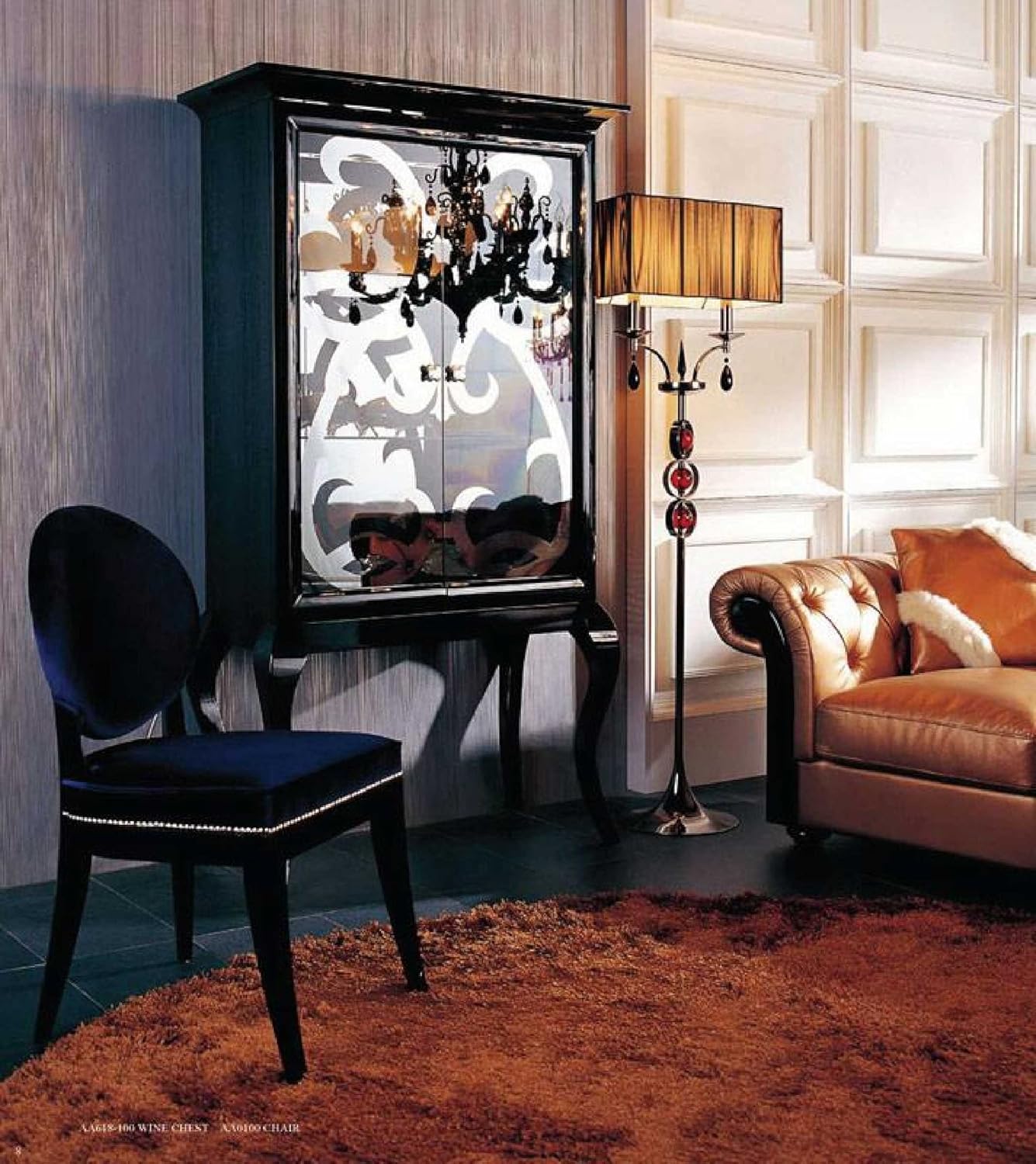 Vig Furniture Armani Xavira Black Crocodile Wine