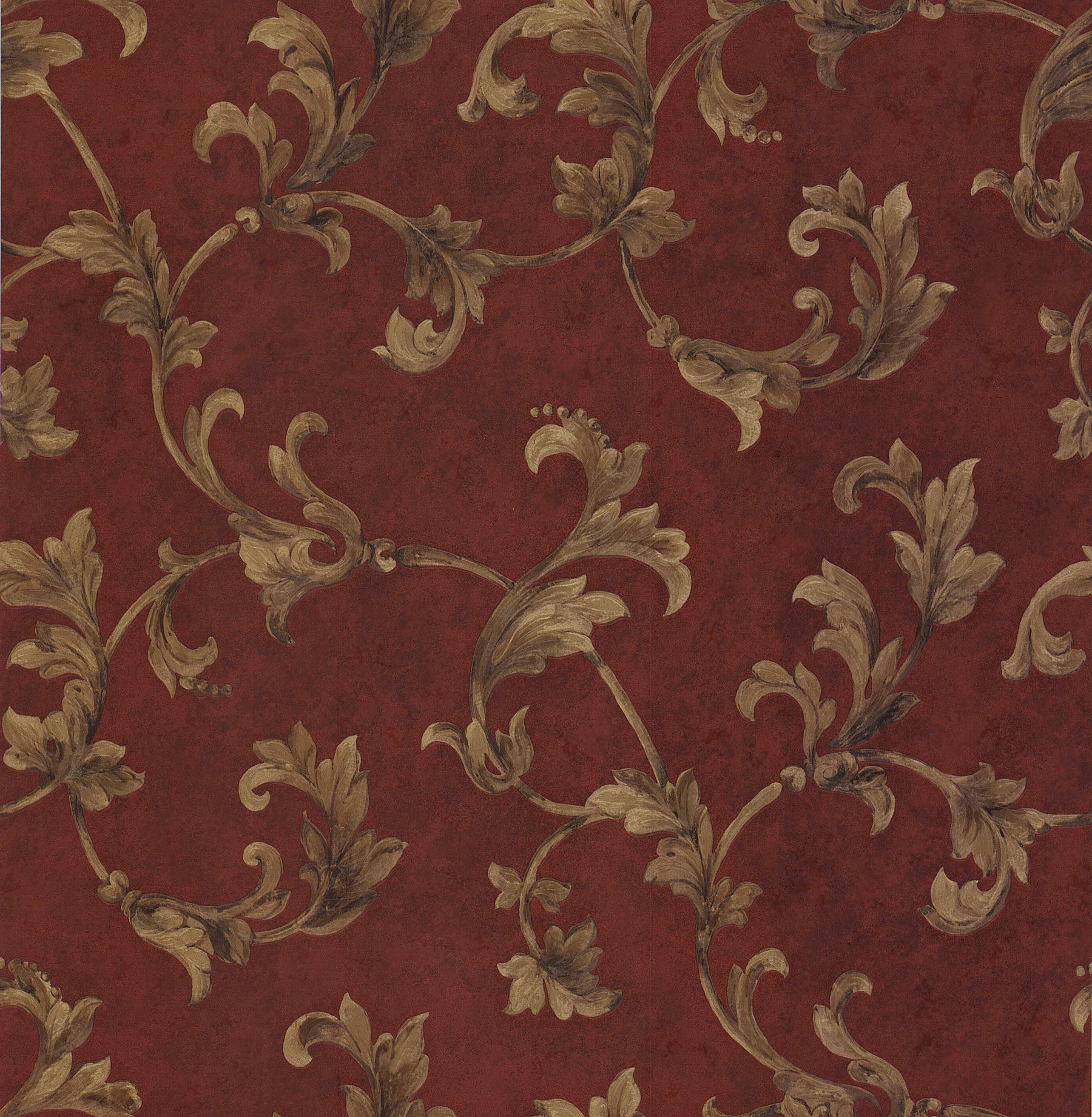 Papier peint damas rouge foncé Nicolaos pour un salon chaleureux
