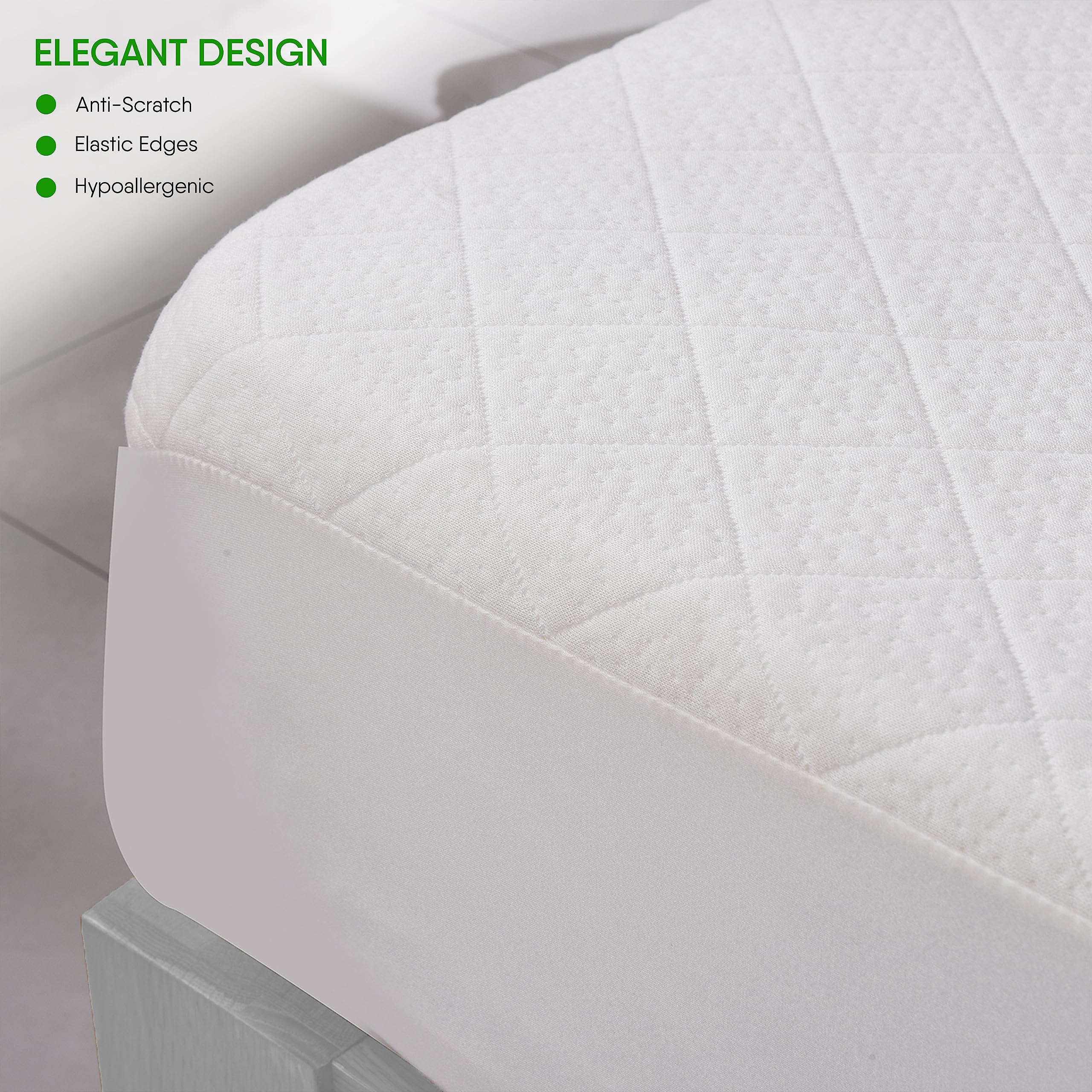 HADI LONDON Bamboo Waterproof Mattress Protector for Single Double King Size Bed Ultra Soft Breathable Anti Allergy Quilted Super King Mattress Cover with 30 cm Deep Fitted Pocket (White - Image 2