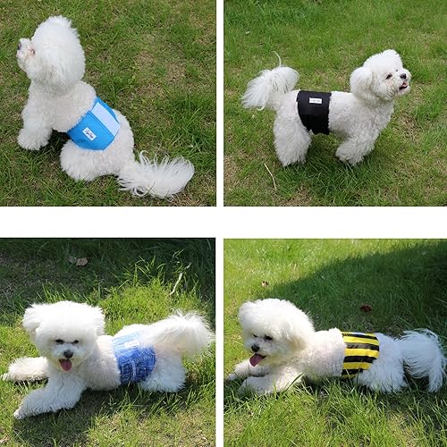 Miniatura 3 de JoyDaog - Pañales reutilizables para cachorros varones, paquete de 5, lavables, bandas reutilizables para el vientre, para perros