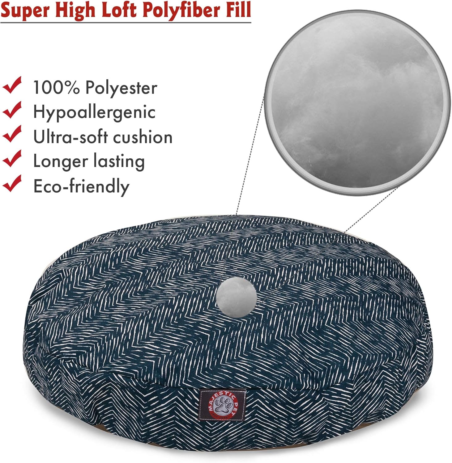 Majestic Pet Navy Blue Native Medium Round Indoor Outdoor Pet Dog Bed with Removable Washable Cover Products