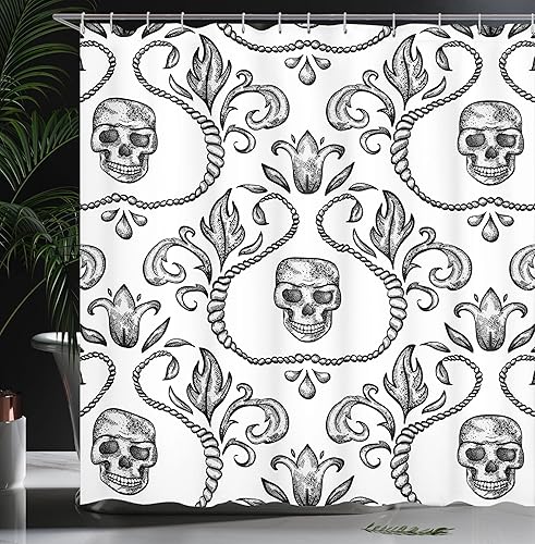 Miniatura 33 de Ambesonne Cortina de ducha de Navidad, estilo retro, palabras de deseos de Navidad con forma de árbol con adornos, juego de decoración de baño de