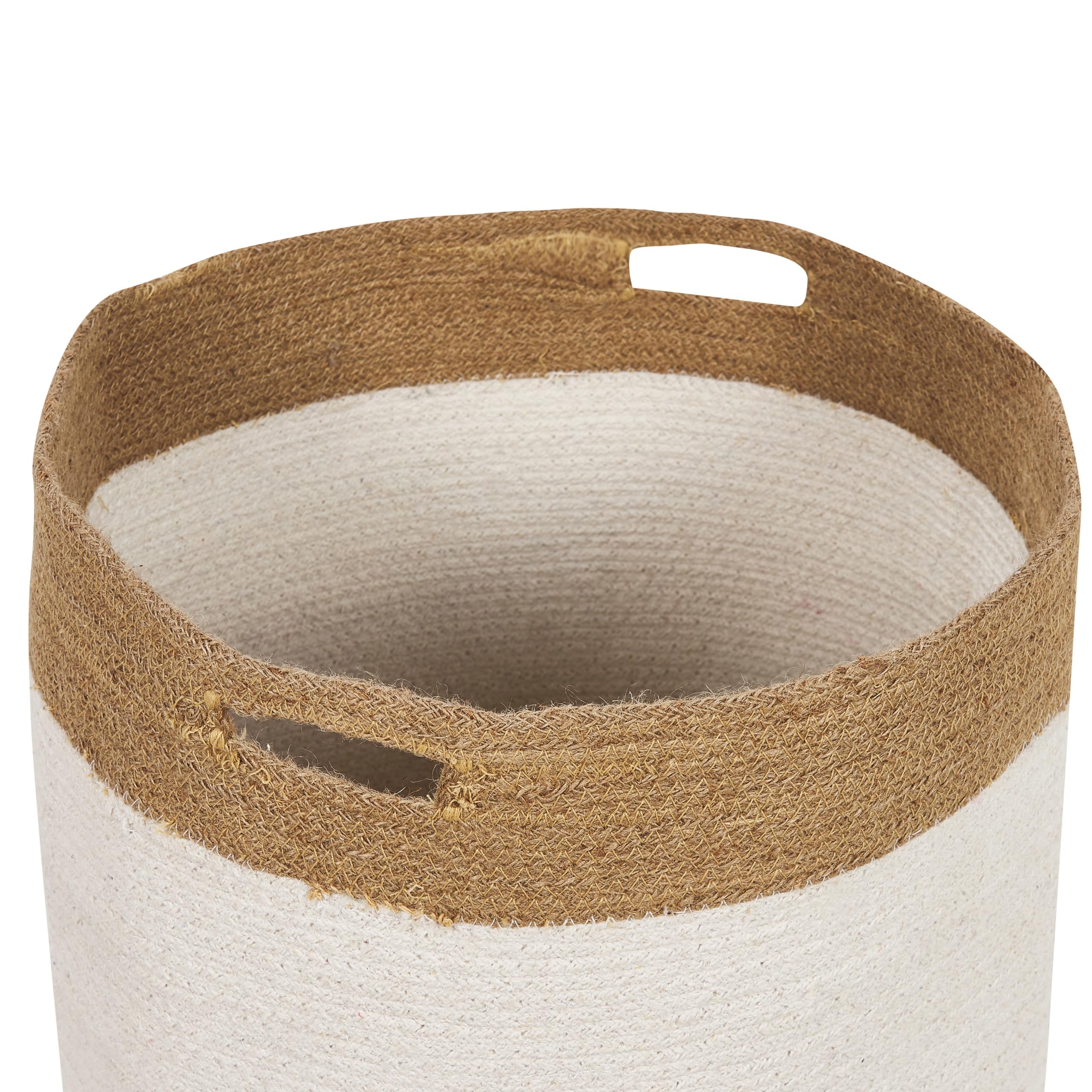 Textilkorb Baumwolle u. Jute weiß/beige 2er Set Kardh