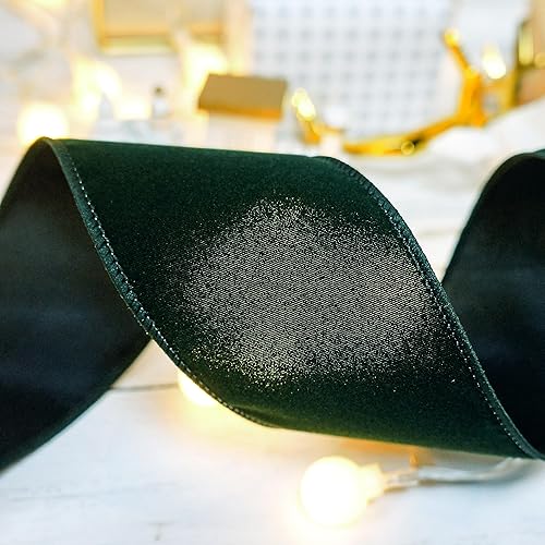 Miniatura 5 de CT CRAFT LLC Cinta de terciopelo liso con alambre para decoración del hogar de Navidad, envoltura de regalos, manualidades de bricolaje, 2.5