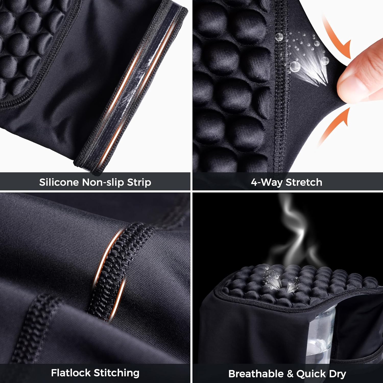 COOLOMG Basketball Knee Pad for Kids Youth Adult, Compression Anti-slip Knee Sleeve for Baseball Volleyball Football, Sports Knee Protector (1 Pair) - Image 5