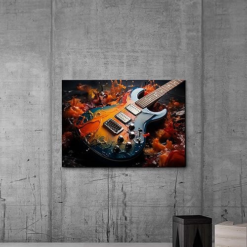 Vista 4 de Print guitar canvas print wall decor, ready to hang wall print, design canvas print, Canvas Wall Dekor