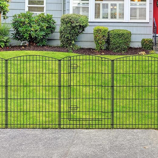 INJOPEXI Decorative Garden Fence 12 Panels 26ft (L)×36in (H) Garden Fences with 11 Panels + 1 Gate, No Dig Animal Barrier Rabbit Fencing Rustproof Metal Wire Temporary Dog Fence for Patio Outdoor Yard