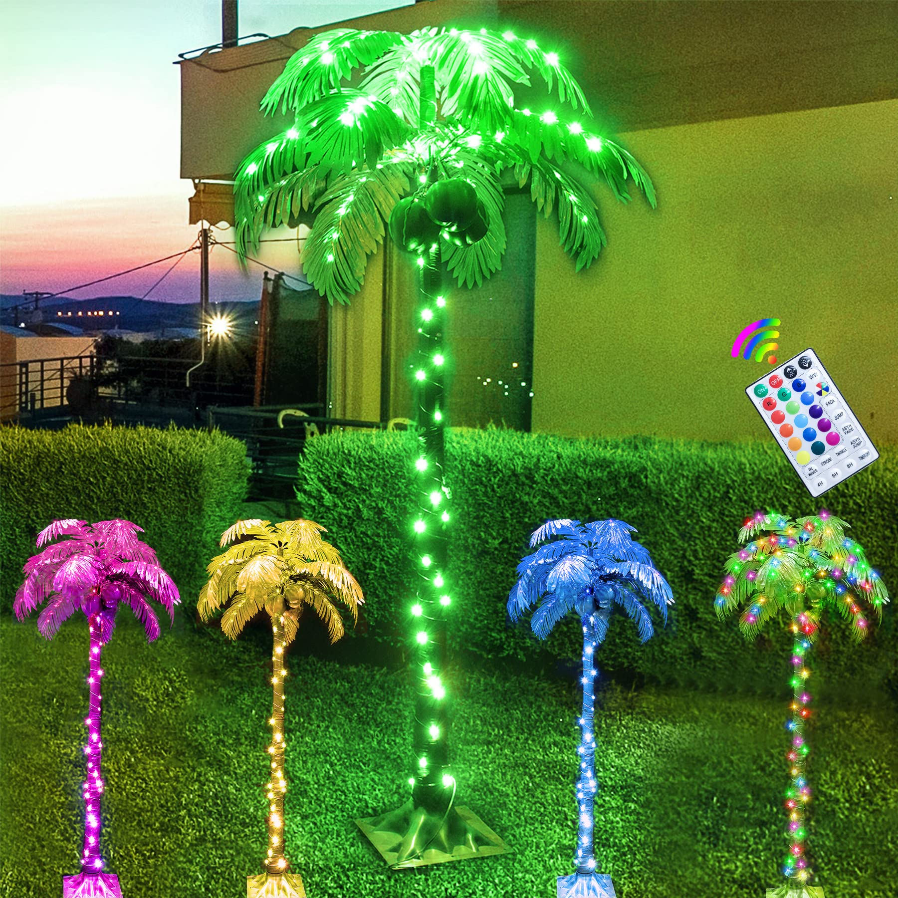 Buy LED Lighted Palm Tree with Coconuts Color Changing Artificial Palm