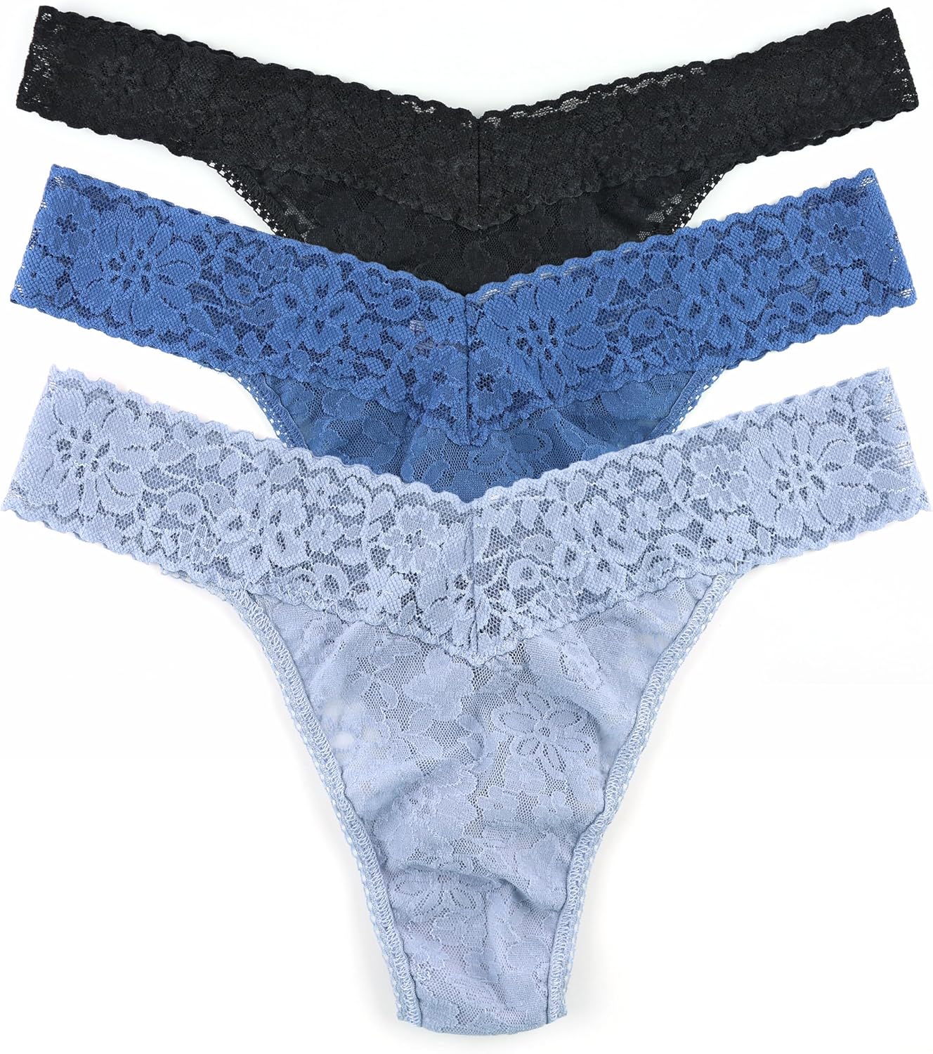 hanky panky - Daily Lace Original Rise Thongs for Women 3 Pack | One Size (4-14) | Lacy thong underwear, lingerie panties