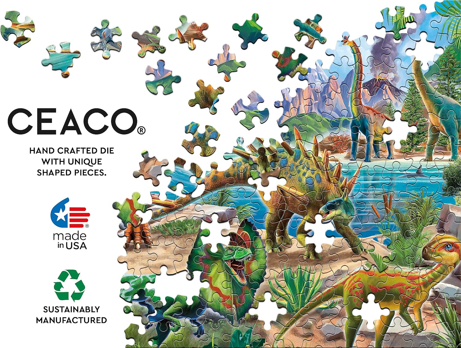 Ceaco - Glow in The Dark - Dinoland - 100 Piece Jigsaw Puzzle