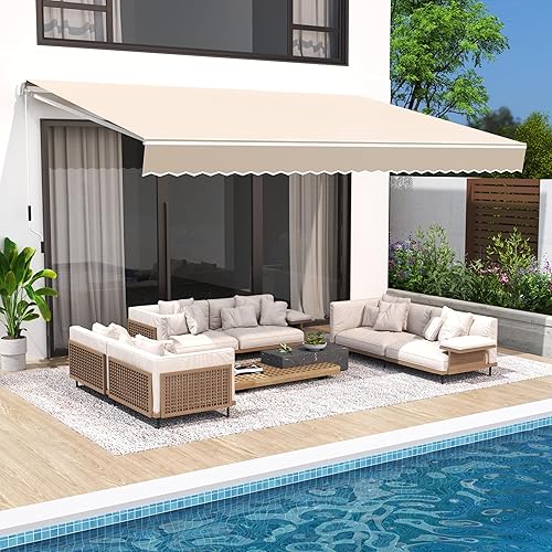 Miniatura 12 de Toldo de patio de 8.2 x 6.5 pies, toldo retráctil, cubierta parasol, refugio al aire libre, toldo con manivela y poliéster resistente al agua