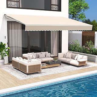 13.1'x8.2' Patio Awning Retractable Awning Cover Sunshade Shelter Outdoo...