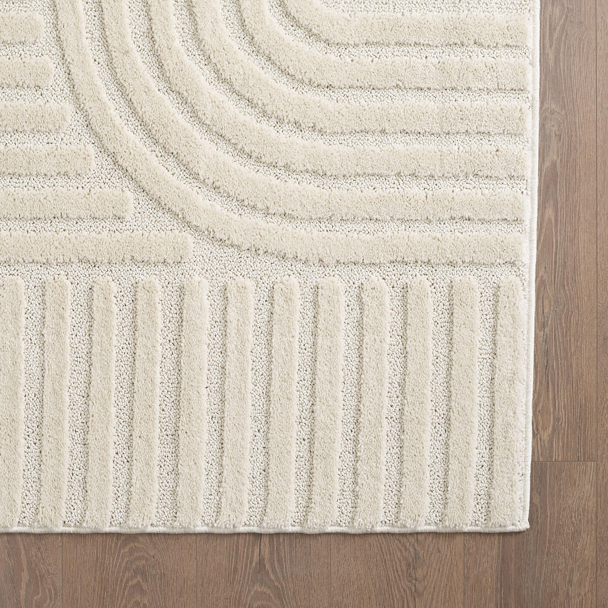 Nazar Tapis Salon Turin, Creme, Beige, Gris, géométrique avec Motif en Relief