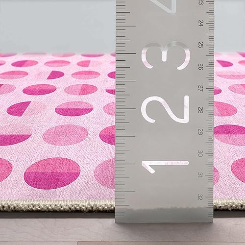 Miniatura 2 de Well Woven Apollo - Alfombra lavable de 5 x 7 pies, diseño de círculos modernos color rosa intenso, para sala de estar, dormitorio y cocina