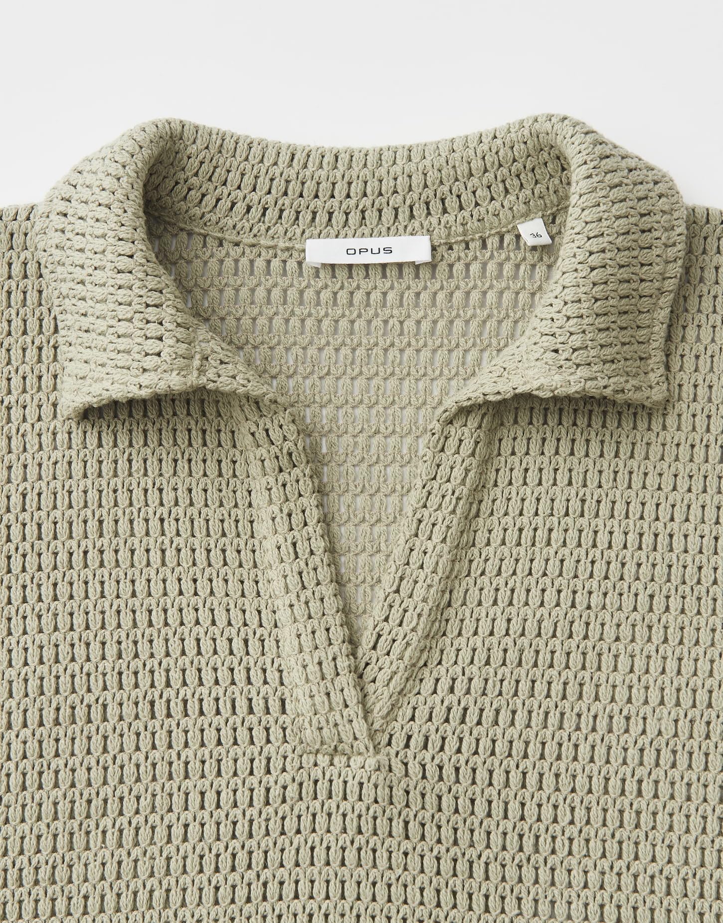 OPUS Damen Kurzarmshirt | Poloshirt in Häkeloptik Regular Fit