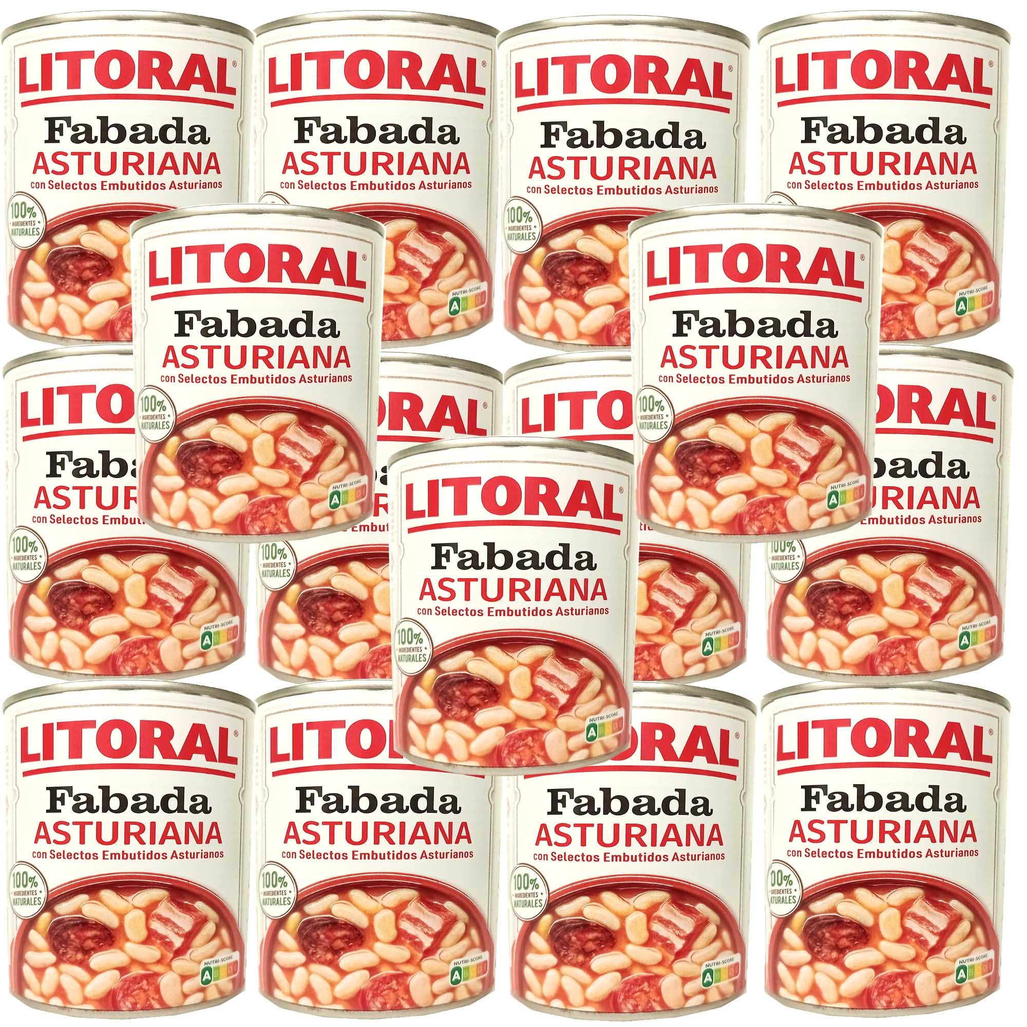 Fabada Asturiana Litoral, bean stew with chorizo ready to eat, 420gr pack of 15 cans