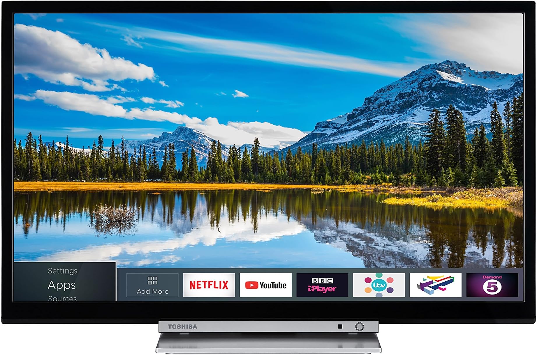 Toshiba 24D3863DB 24-Inch HD Ready Smart TV with Freeview Play and Built In DVD Player - Black/Silver (2018 Model)